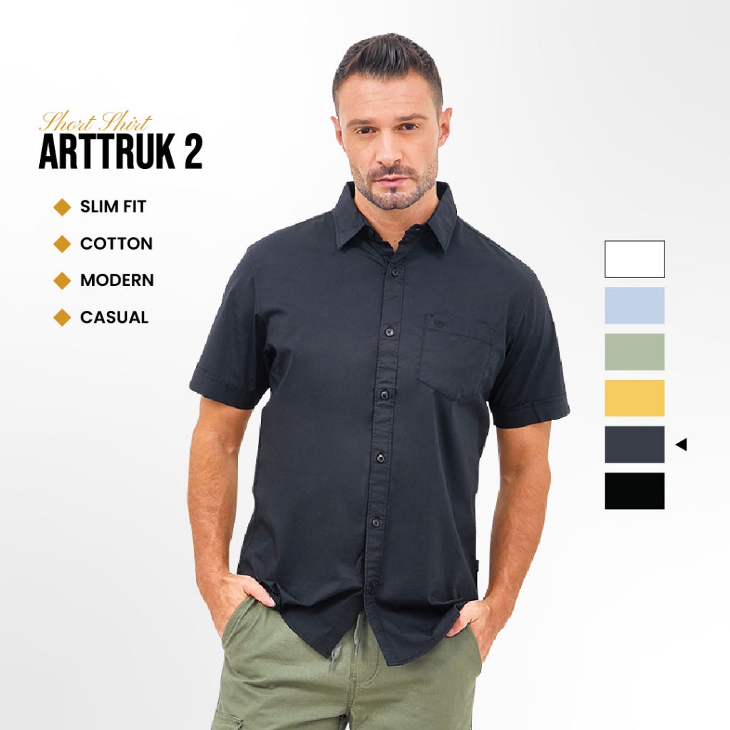 Emba Classic - Arttruk 2 Kemeja Pria Lengan Pendek Polos Slim Fit