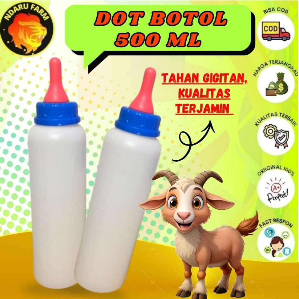DOT CEMPE BOTOL DOT KAMBING PUTIH BIRU BOTOL SUSU 500 ML KAMBING BOTOL SUSU LENGKAP DENGAN DOT NDARU