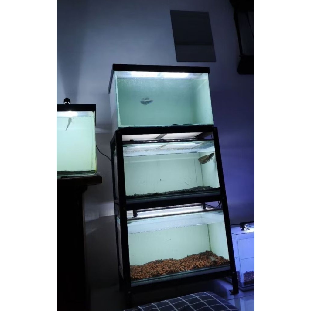 meja aquarium p30cm L30cm T70cm 2 susun / 2 ambal, rak serbaguna. rak custom, rak besi bongkar pasan