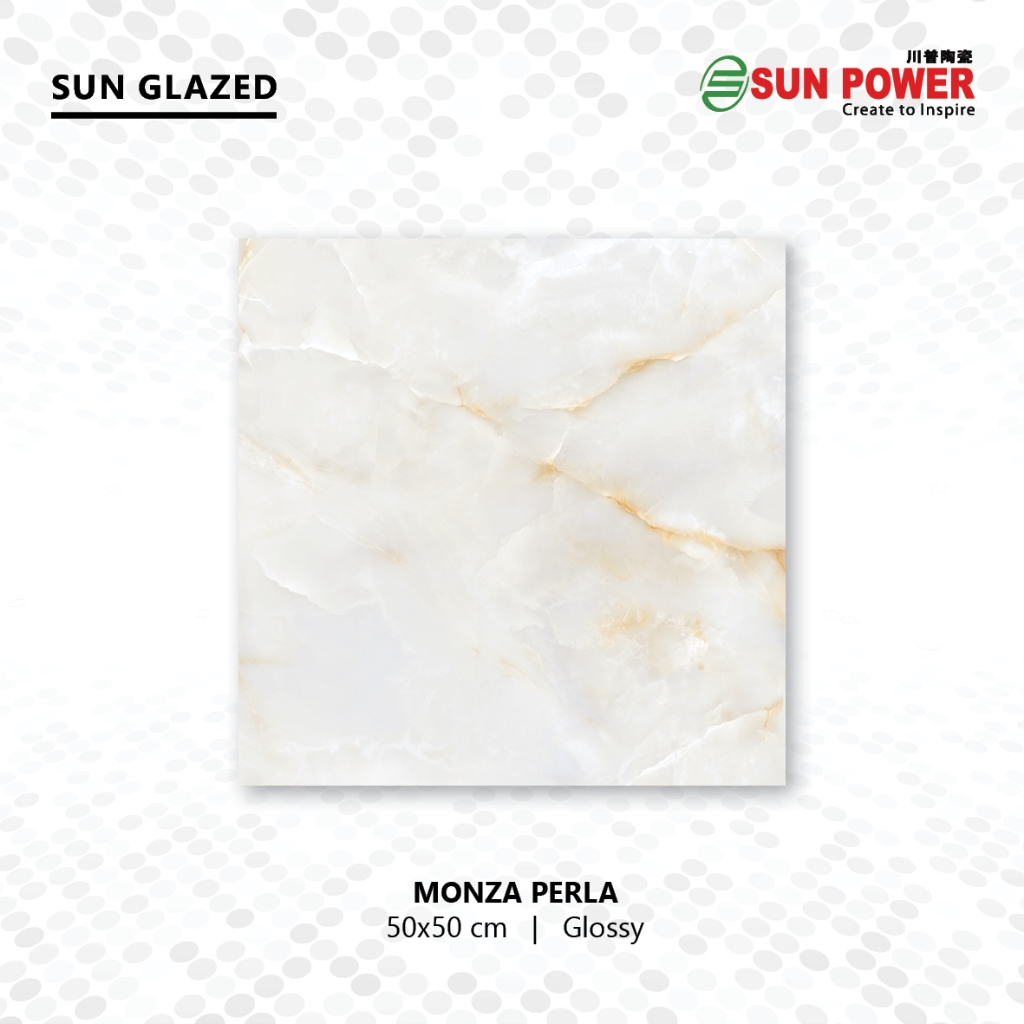 SUN POWER Monza Perla 50x50 Glossy – Keramik Tiles (Sun Glazed Tiles) Lantai & Dinding Sun Power Cer