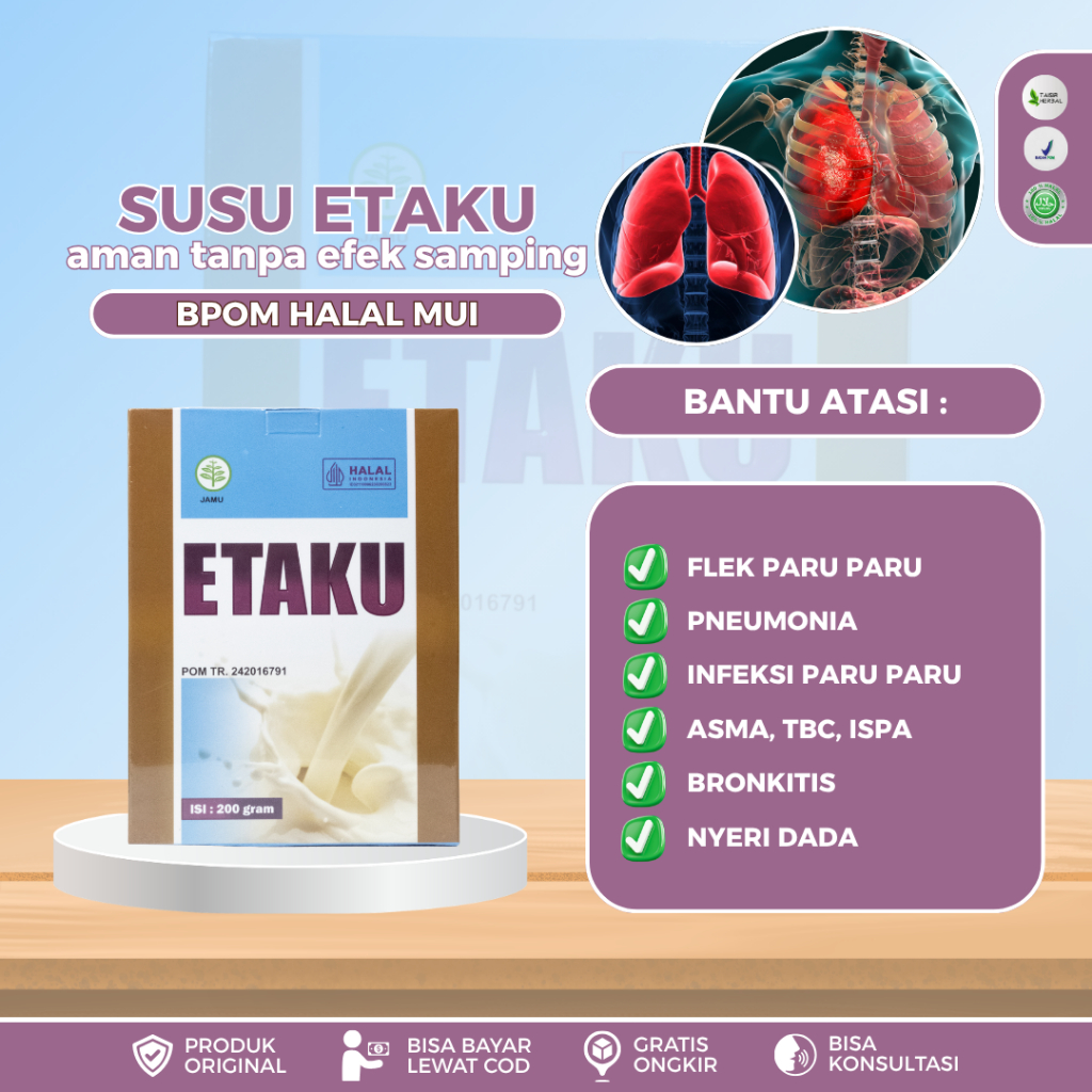 ETAKU - Susu Pembersih Paru Paru Detox - Infeksi Paru Paru - Penghilang Flak Hitam Paru - Masalah Pe