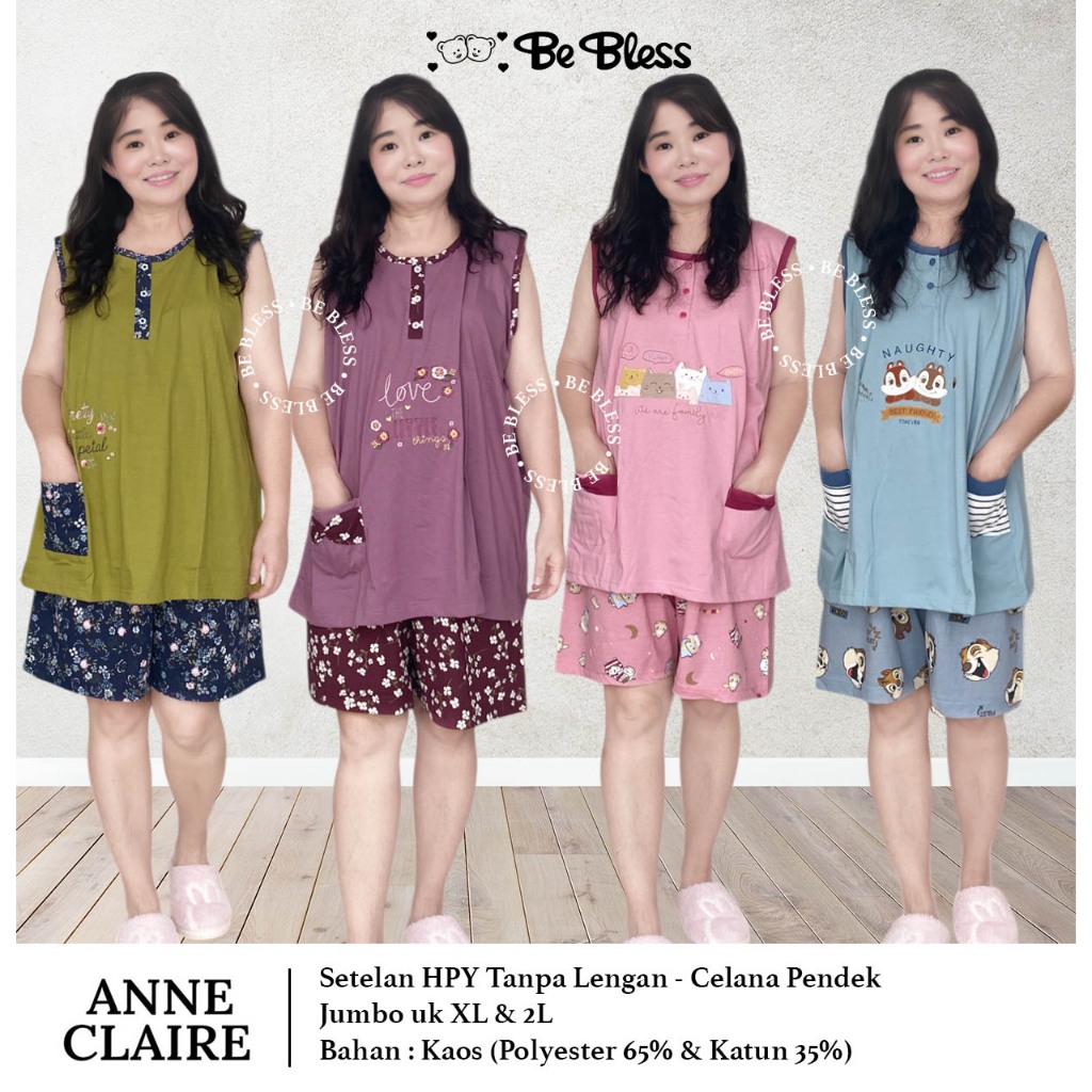 Setelan Dewasa HPY Kutung - Celana Pendek Jumbo / Big size XL / 2L (Kancing 3) Anne Claire BabyDoll 