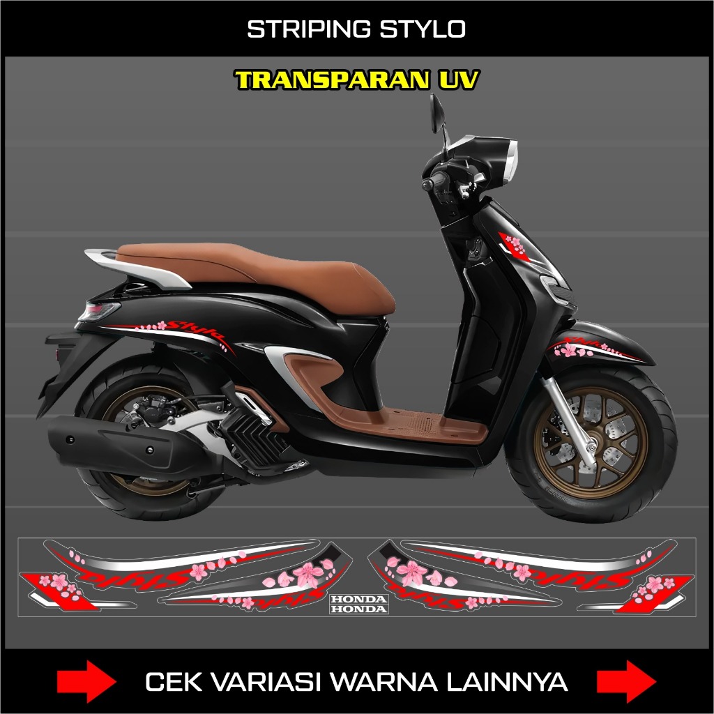 Stiker Striping Honda Stylo Transparan UV | Aksen Bunga Sakura | Sticker Variasi Sepeda Motor Honda 