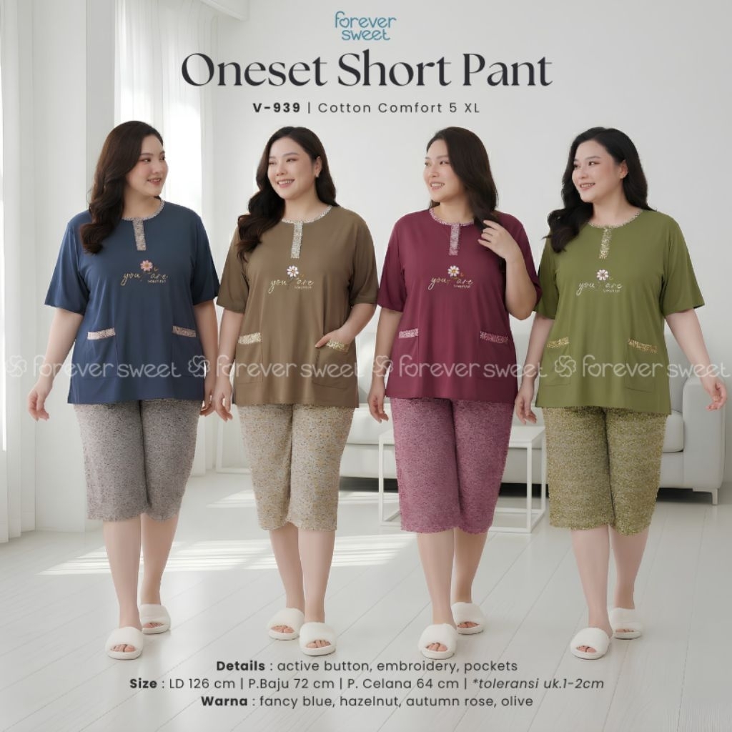 baju tidur piyama jumbo 5XL forever sweet  tangan pendek celana pendek
