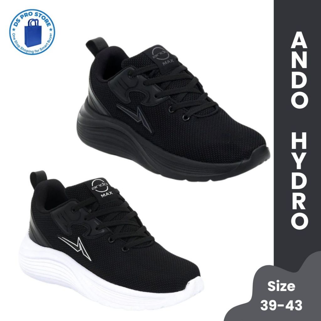 SEPATU ANDO HYDRO / SEPATU SEKOLAH HITAM PUTIH DAN HITAM / Sneakers Tali  Ando Original Pria Wanita