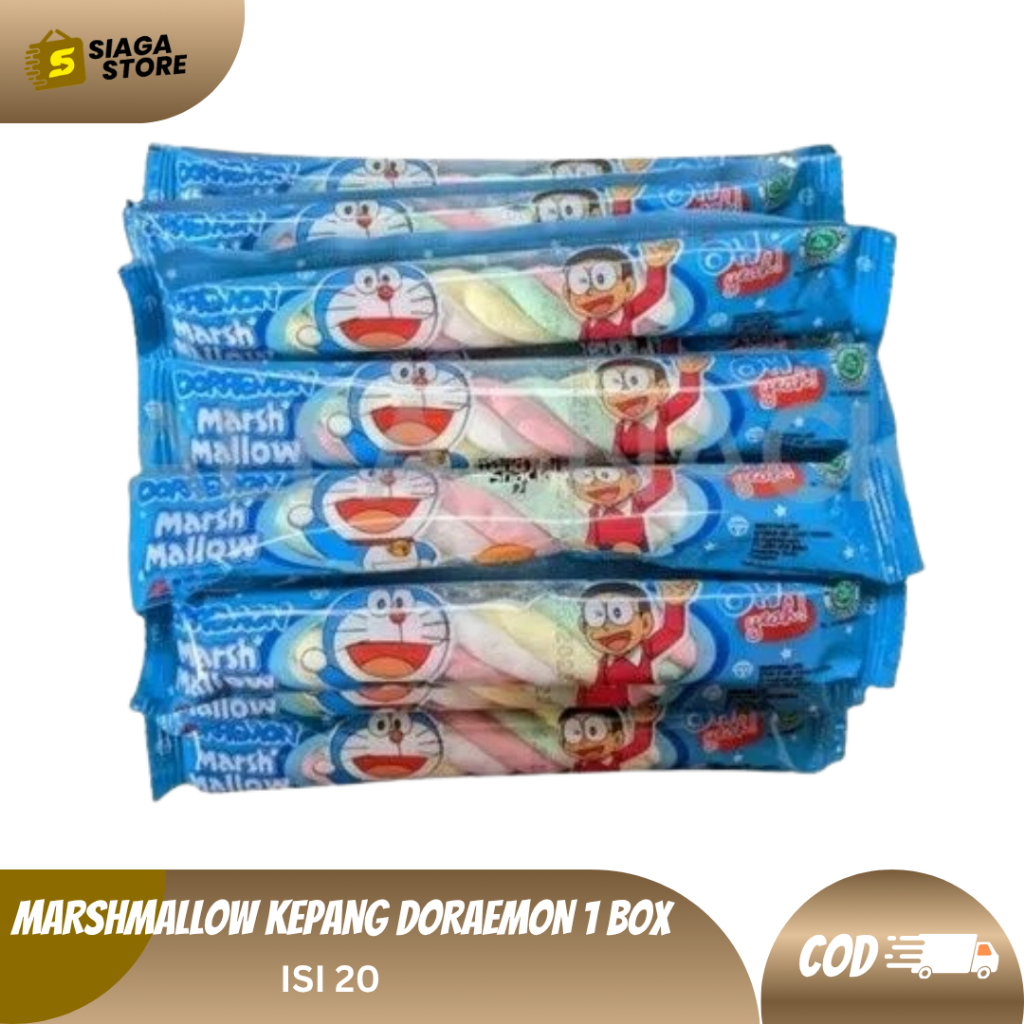 Doraemon Marshmallow Kepang 1 PAK ISI 20 Empuk Kepang Panjang [BELI BANYAK LEBIH HEMAT]