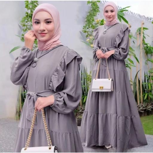 Gamis drees crinkle airplow umpak tiga/ganis wanita dewasa/drees kondangan/drees elegan/gamis drees 