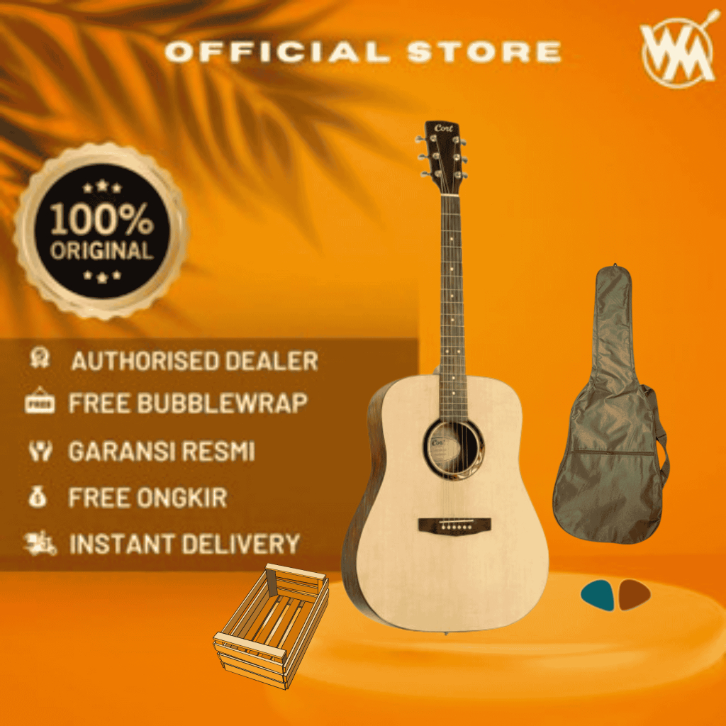 Cort Acoustic Guitar AD 810 DX / AD810DX / AD-810DX - Natural + Softcase & 2 Pick Packing Kayu