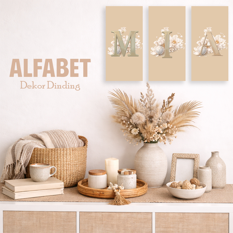 Hiasan Dinding Aesthetic Alfabet Mudah Dipasang Cantik