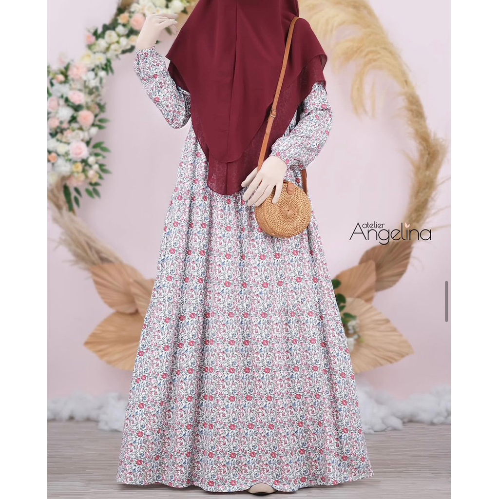 [SIAP KIRIM] BELLA DRESS MIDSUMMER WHITE PINK SIZE XS S M BY ATELIER ANGELINA