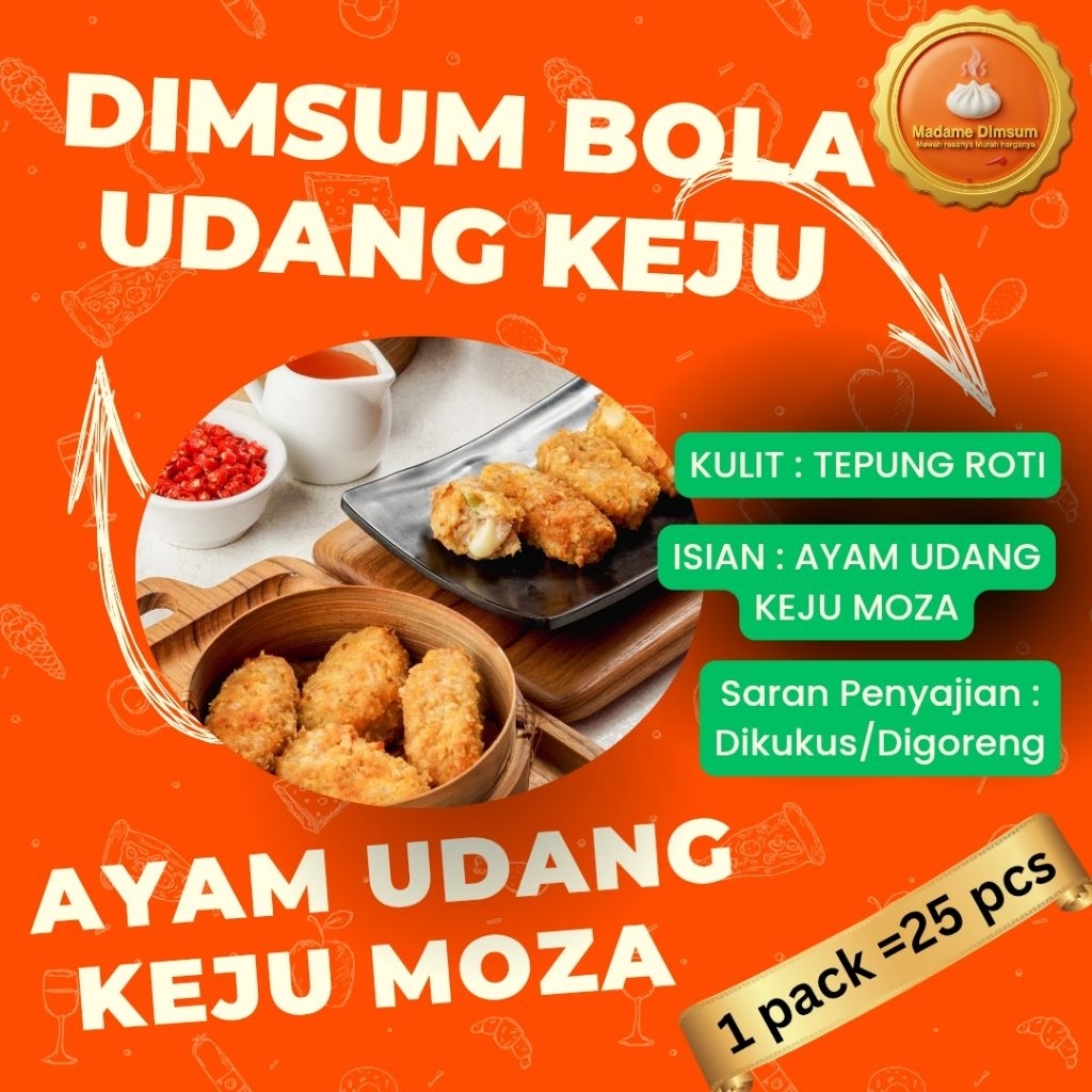 DIMSUM NUGGET BOLA UDANG KEJU (Perpack isi 25 pcs)(sudah sama saos)..