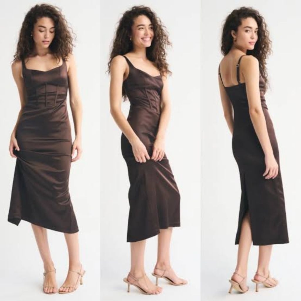 [NEW] Bagus bangetttt Abercrombie & Fitch - Corset Sequin Midi Dress | party dress | bodycon  dress