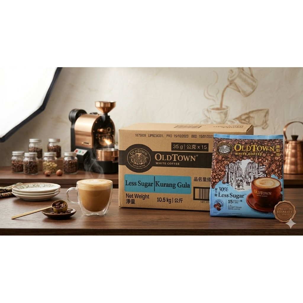 OldTown White Coffee Less Sugar Original Malaysia 20 x 15Sticks x 32Gr