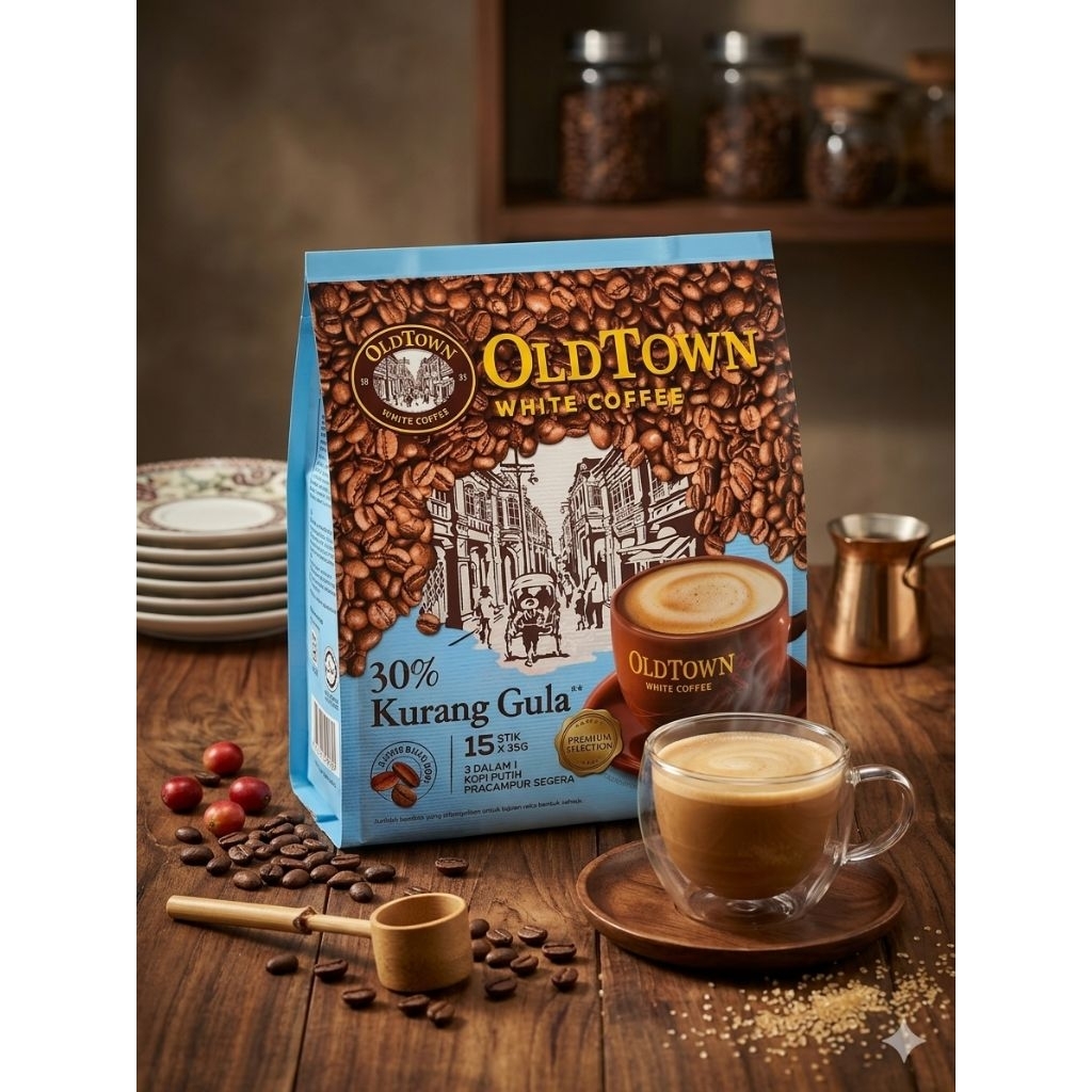 OldTown White Coffee Less Sugar Original Malaysia 15Sticks x 32Gram