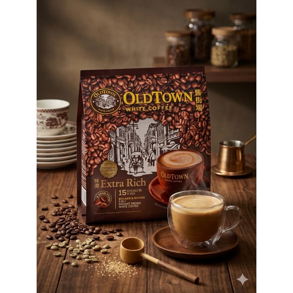OldTown White Coffee Extra Rich Original Malaysia 15Sticks x 35Gram