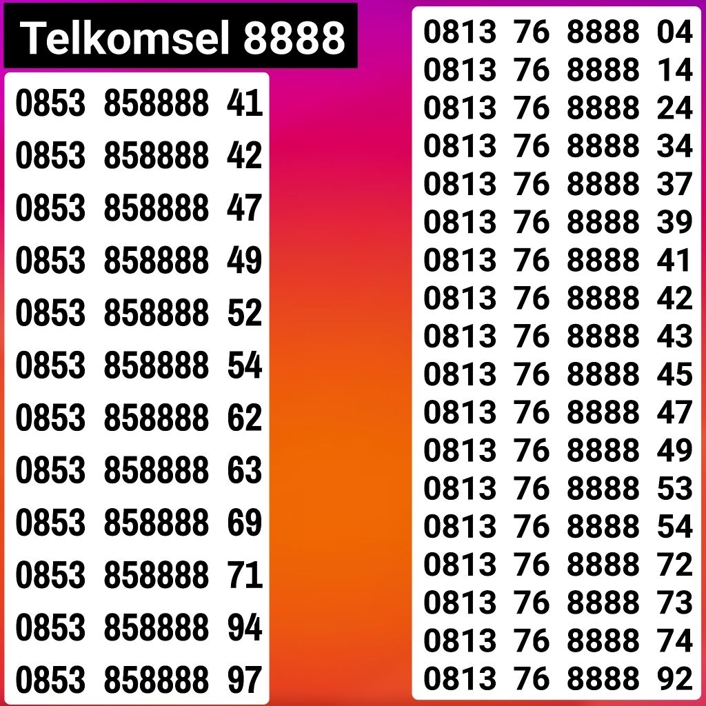 NOMOR CANTIK TELKOMSEL SIMPATI NOMOR CANTIK SIMPATI 8888