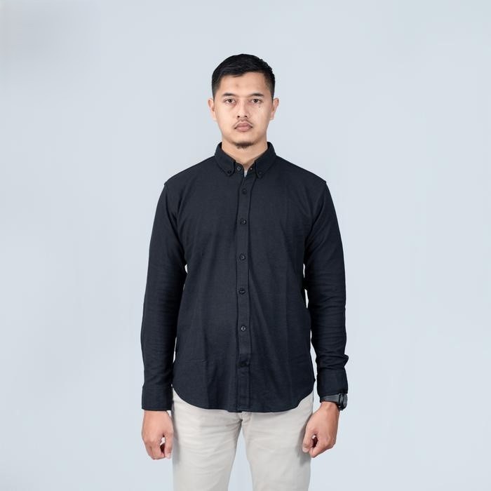 Kemeja Pria Lengan Panjang CVC Pique Slimfit Kasual Kemeja Polos