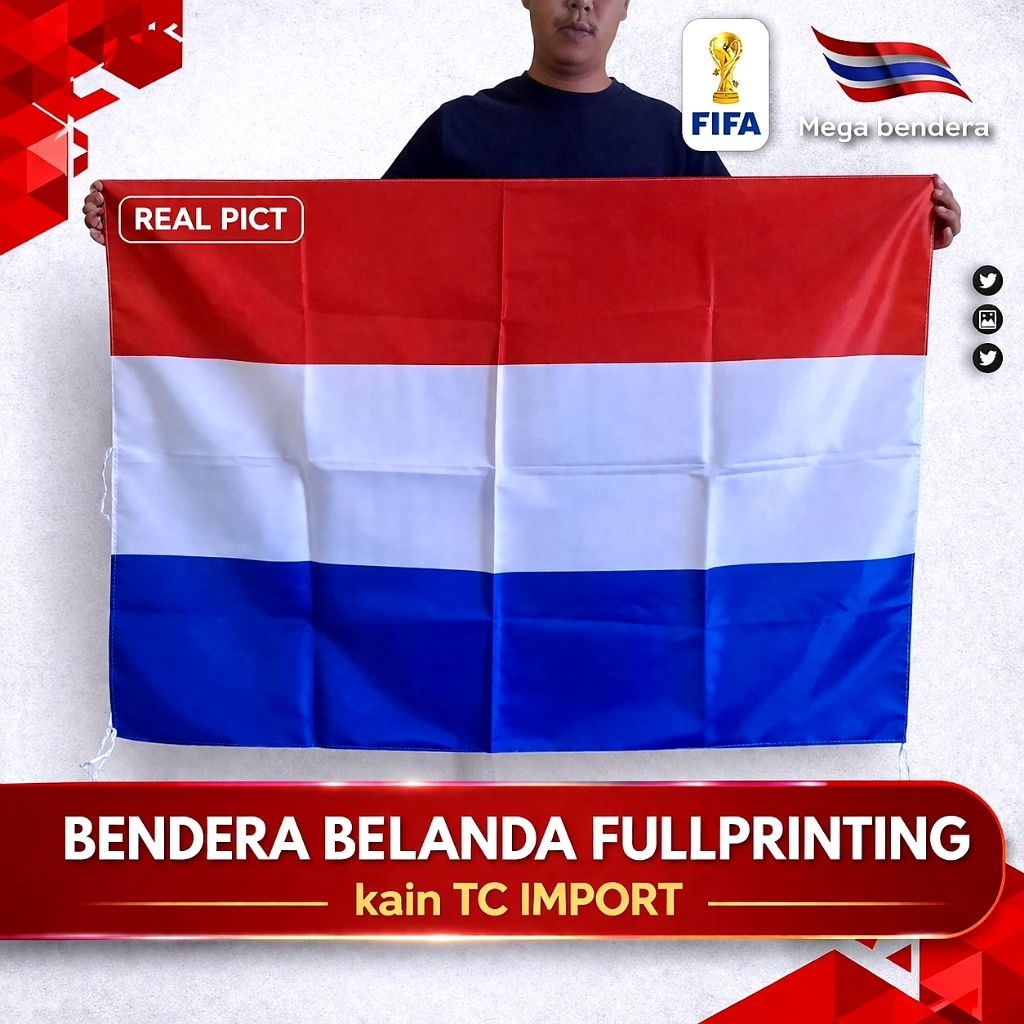 BENDERA BELANDA FULLPRINTING | BENDERA PIALA DUNIA PREMIUM KAIN TC IMPORT