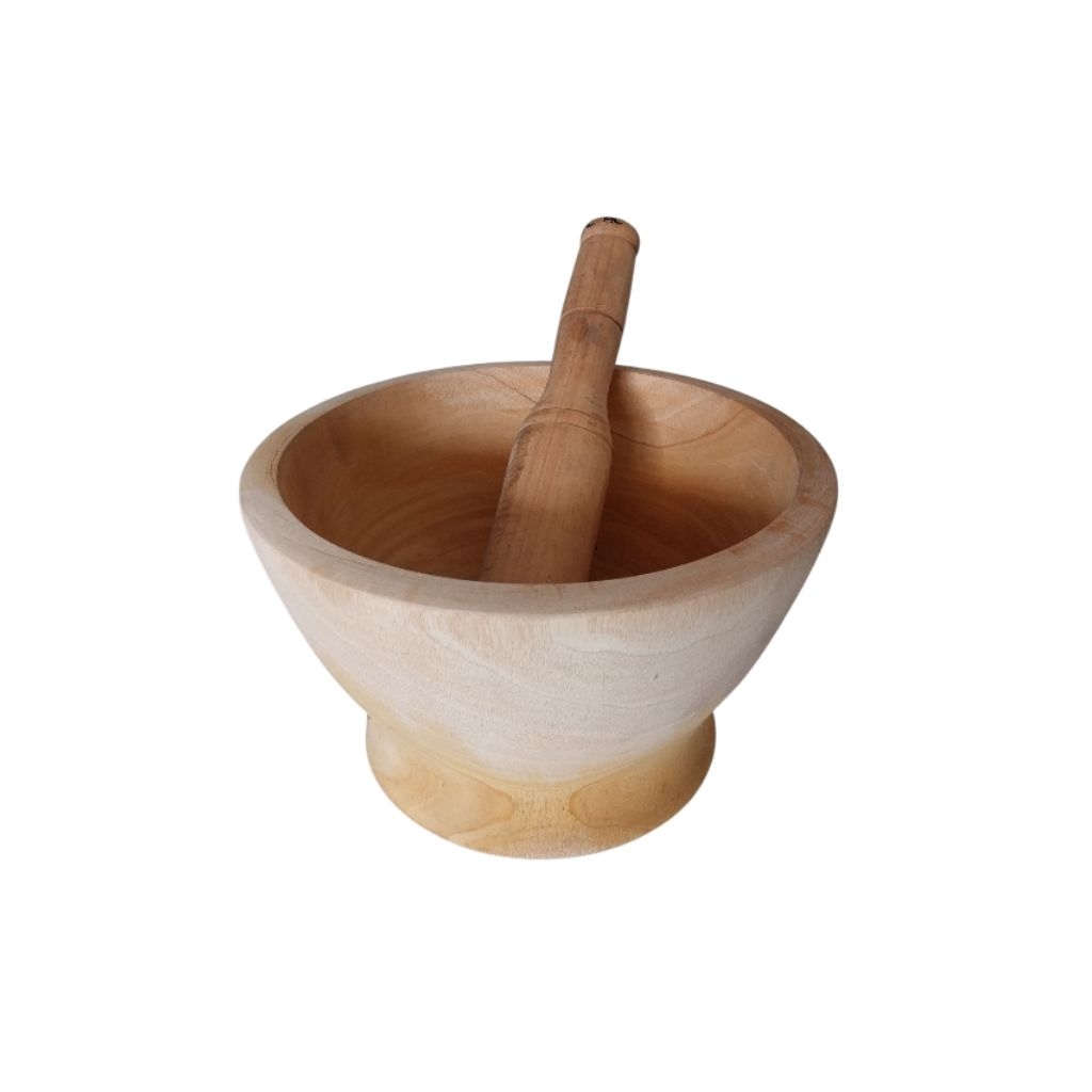 Dulang kayu set + alu/tumbukan,dulang kayu mahoni/alat tumbuk serbaguna
