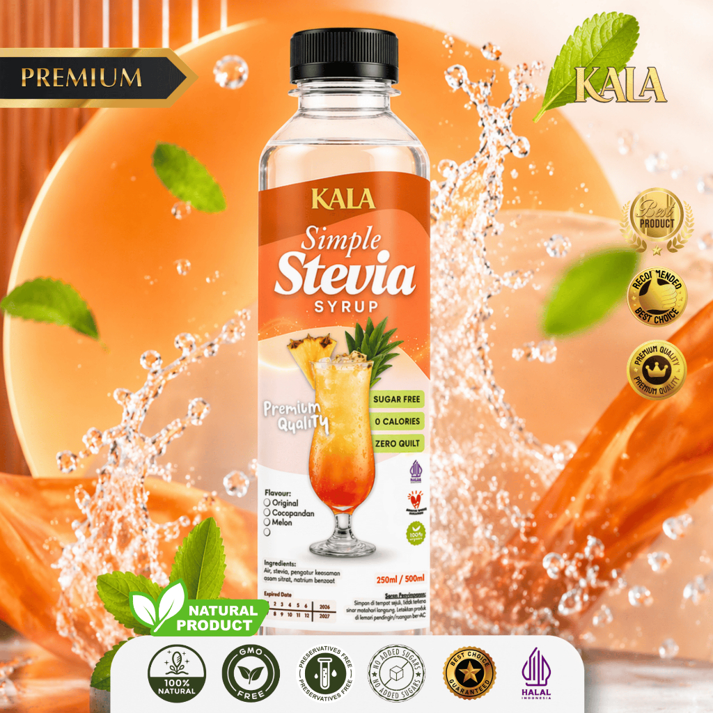 KALA Sirup Stevia 500ml Tanpa Pemanis Buatan 0 Kalori Alternatif Gula Sehat Cocok Untuk Diabetes Ste