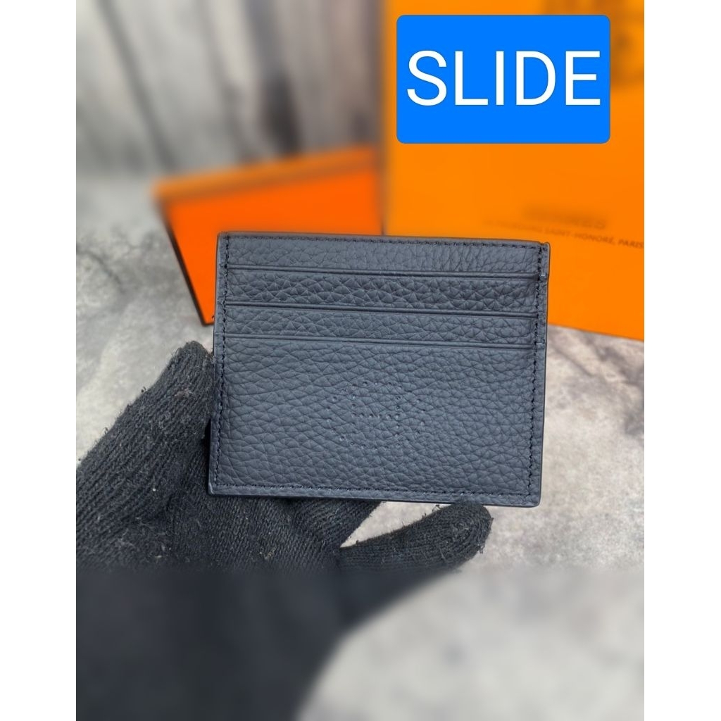 CARD HOLDER DOMPET KARTU BRANDED PRIA H'M 16109 BLACK LEATHER MIROR