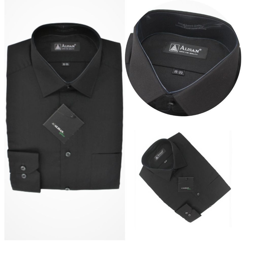 Kemeja Alisan SLIMFIT. Kemeja Polos Alisan Slimfit Pendek hitam