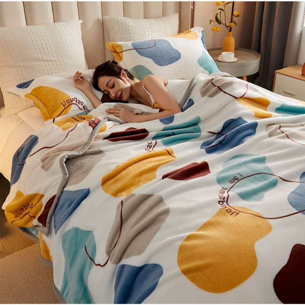 Selimut Dewasa Bulu Halus Lembut Tebal Uk 180x200 Motif Pinggiran List Berkualitas
