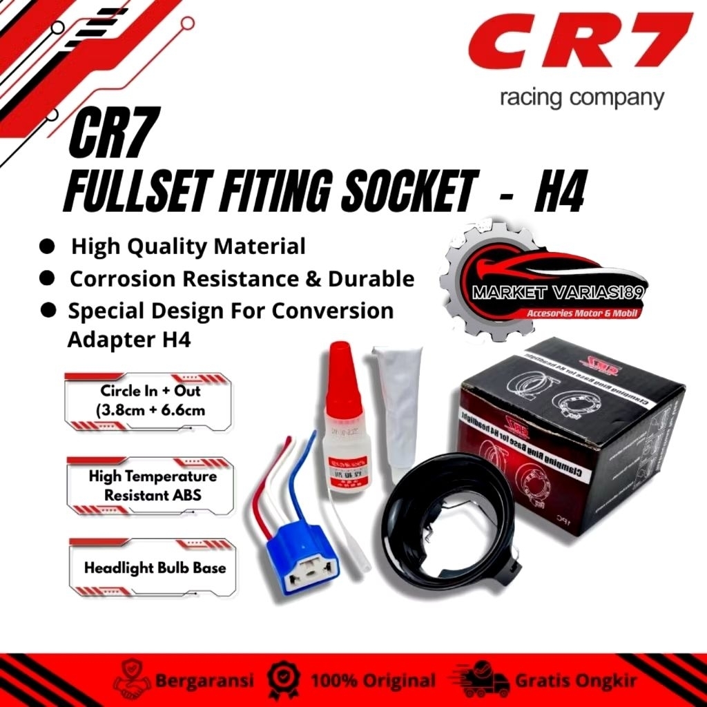 Fitting Socket H4 Dudukan Lampu Fitting H4 Lengkap Set CR7  LAMPU FITTING LAMPU H4 LED
