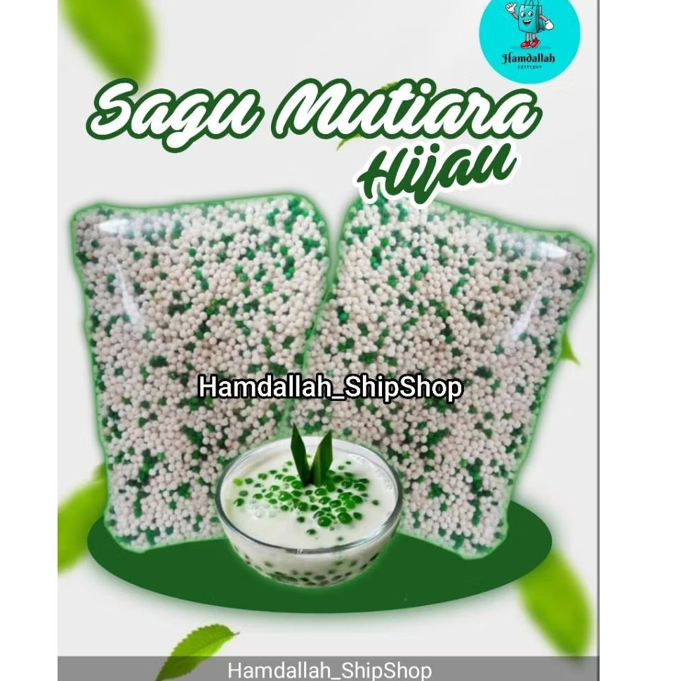 Sagu mutiara Hijau 1kg/Pacar cina/Sekoteng pacar cina,biji delima mutiara sagu