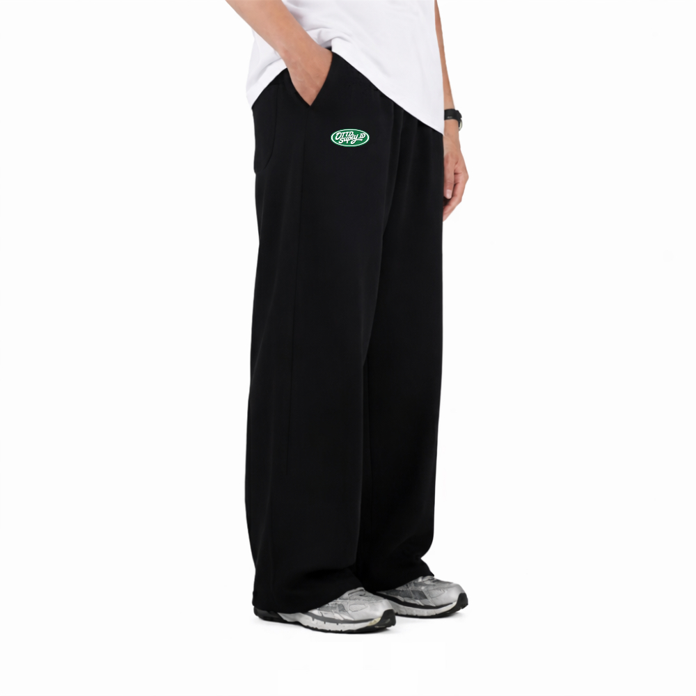 OOTDSUPPLY ID Celana Sweatpants Loose Baggy Pants Fleece Black Vast