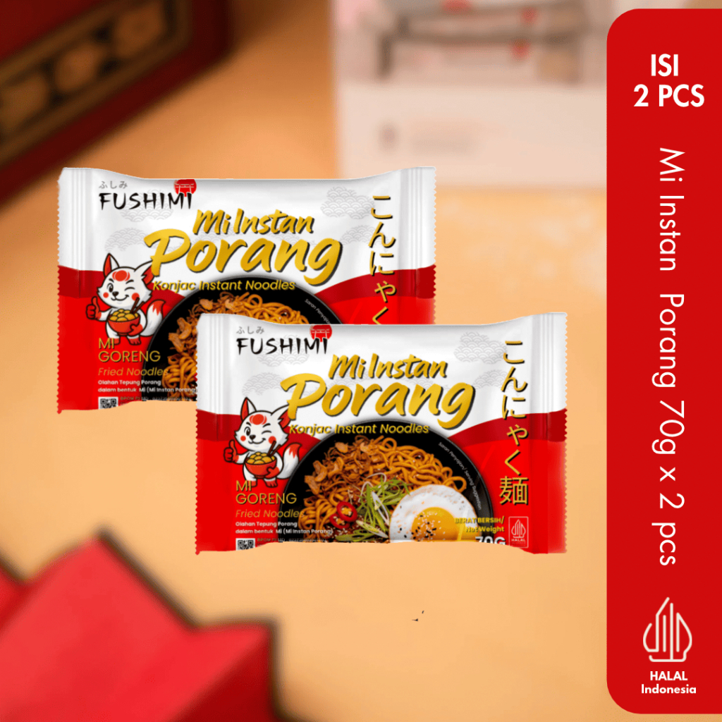 [ISI 2 PCS] FUSHIMI Mie Porang Instan Kemasan 70gr - Shirataki Konjac Noodle / Mie Goreng Rendah Kal