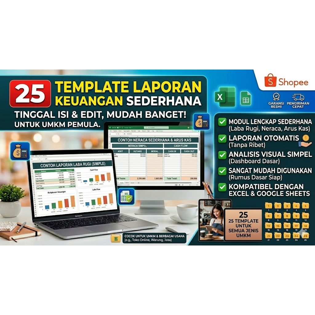 beli template excel laporan keuangan sederhana