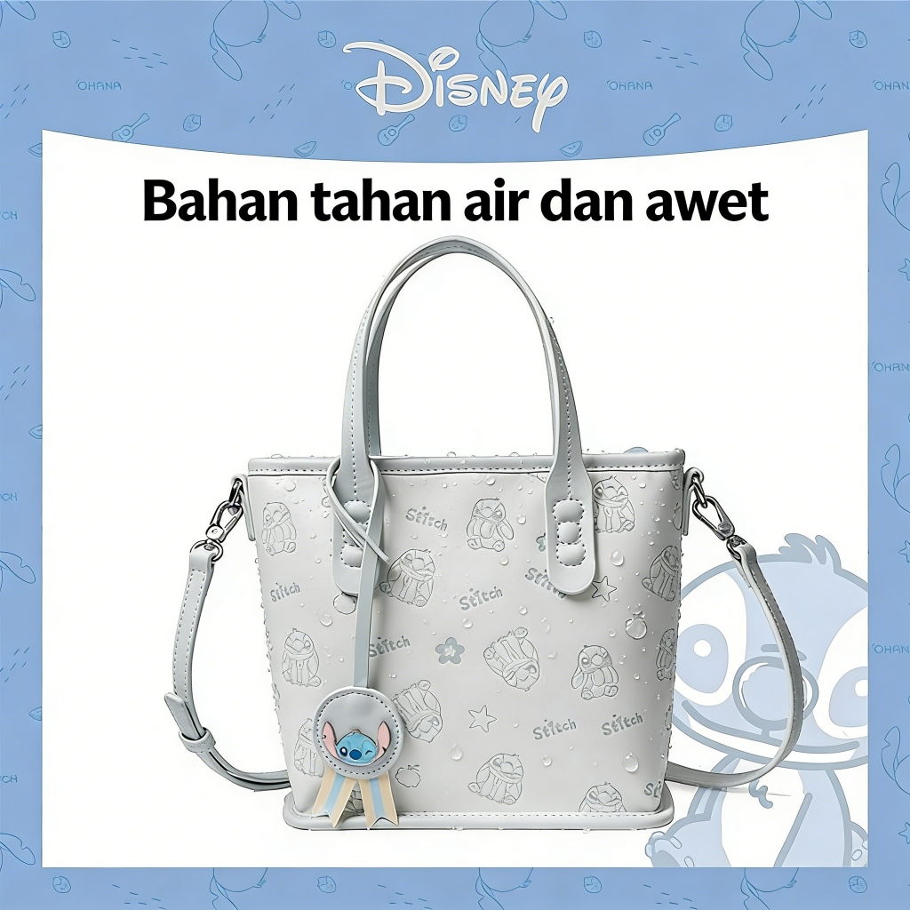 Tas Bahu Selempang Stitch Disney - Tas Wanita Karakter Stitch Biru Muda untuk Sekolah