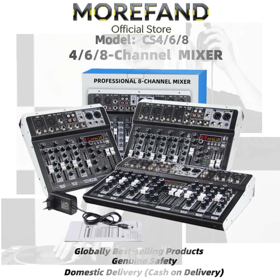 MOREFAND Mixer Audio CS4/CS6/CS8 Professional Logam Putih Hitam USB Bluetooth 5.0 48V Phantom Power 