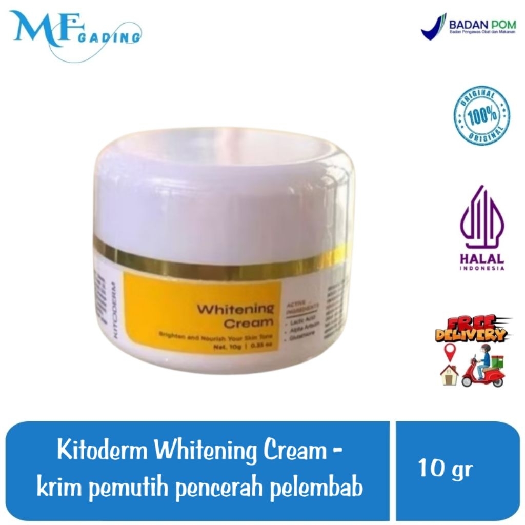 Kitoderm Whitening Cream - krim pemutih pencerah pelembab kulit wajah / flek / noda hitam - BPOM