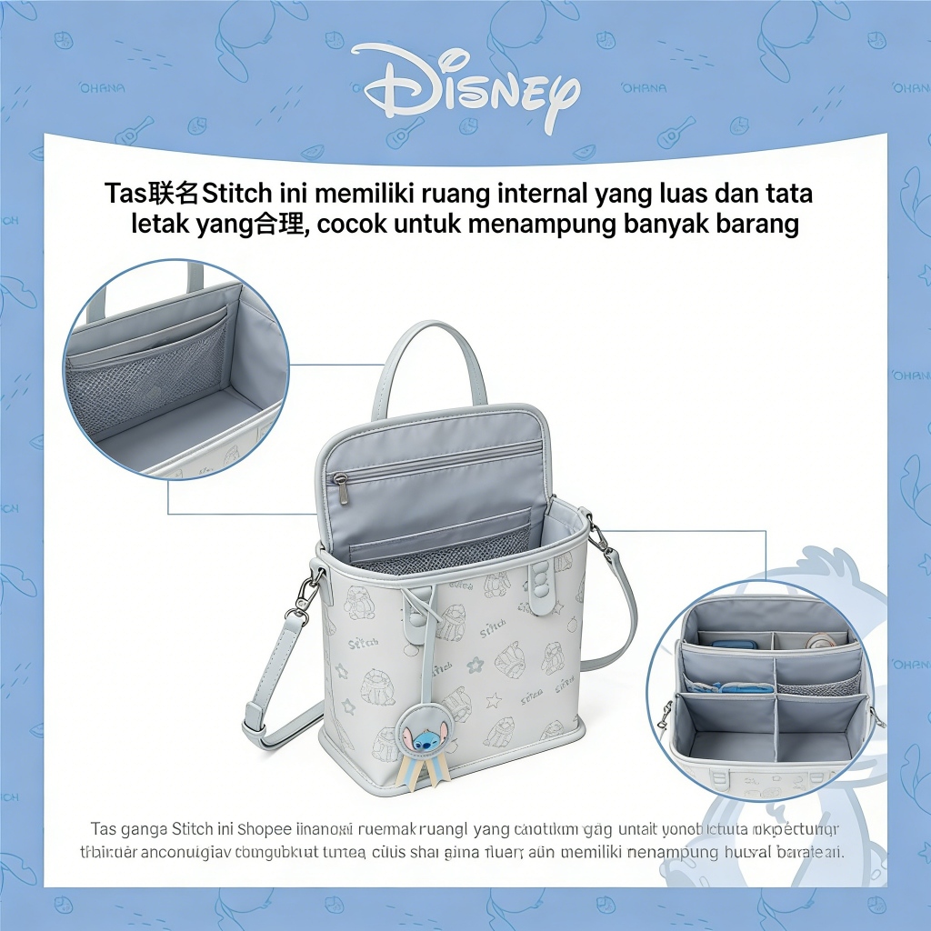 Tas Selempang Wanita Stitch - Tas Disney Stitch Desain Kekinian Ringkas dan Elegan