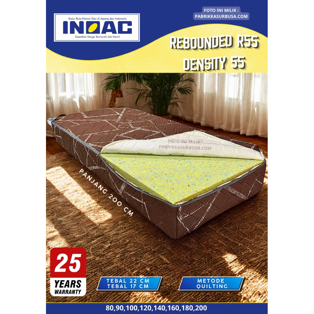 Kasur Busa INOAC ORTHOPEDIC REBOUNDED Tebal 15cm GARANSI 25 Tahun QUILTING , ANTI GEMBOS Ukuran 200 