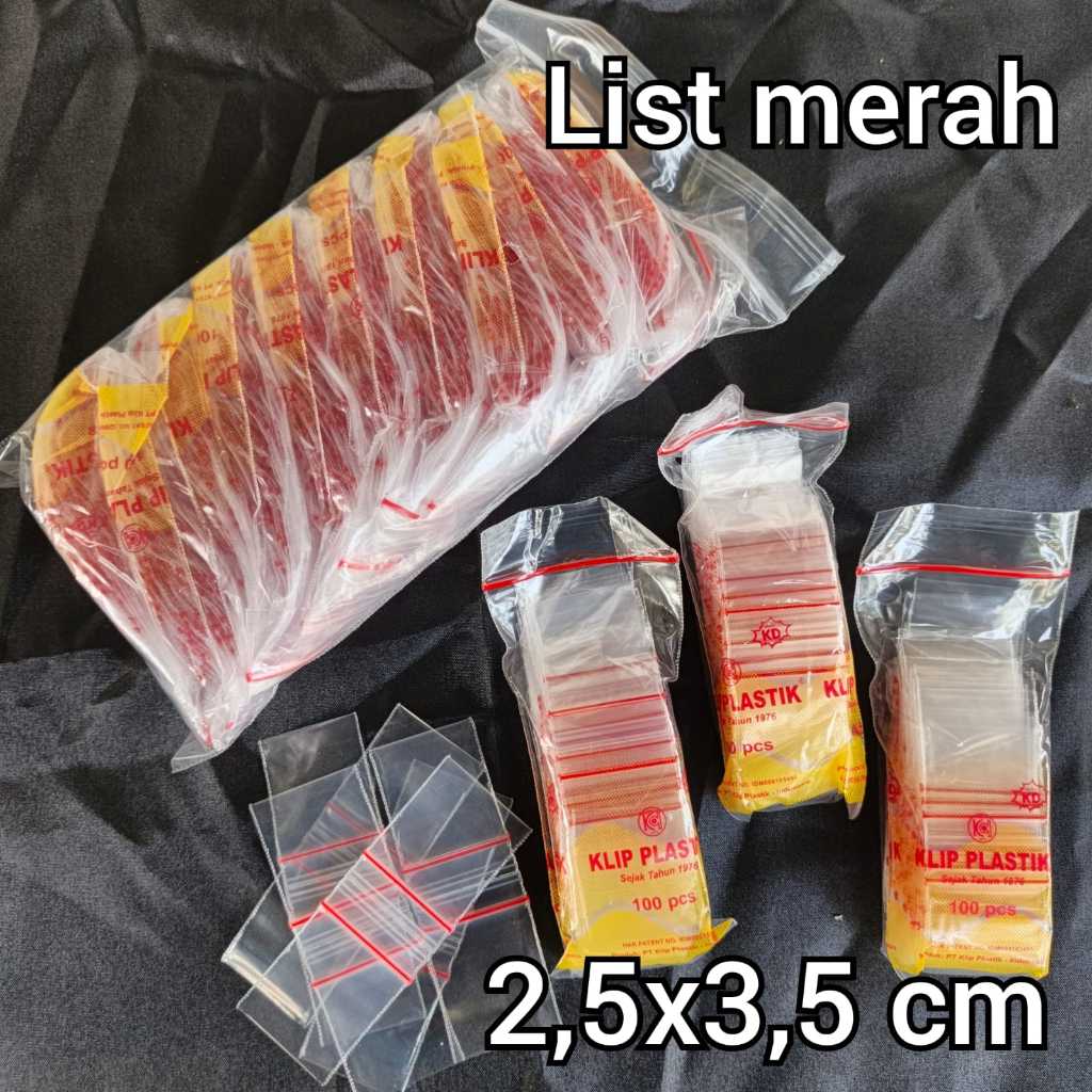 PLASTIK Klip Kecil Tebal 2,5x3.5cm Klip Kecil List Merah
