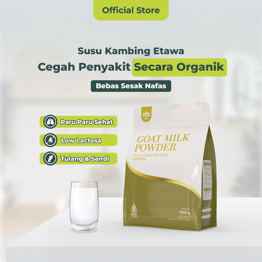 Etfamilk - Susu Kambing Etawa Bubuk Rasa Original Premium - Atasi Masalah Pernafasan , Asma & Sesak 