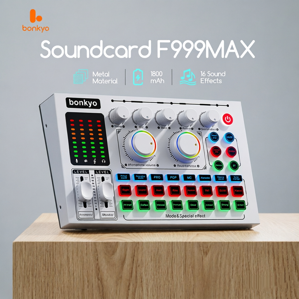 Bonkyo  F999MAX/F999X/F999NEO  Sound Card Bluetooth Live SoundCard F999MAX Soundcard Audio Live Mixe