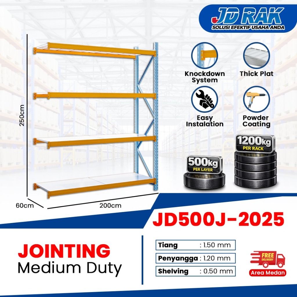 Rak Gudang Medan/Rak Besi Siku/Rak Siku Serbaguna/Rak Susun Serbaguna RAK STOK 500KG/Layer /JOINTING