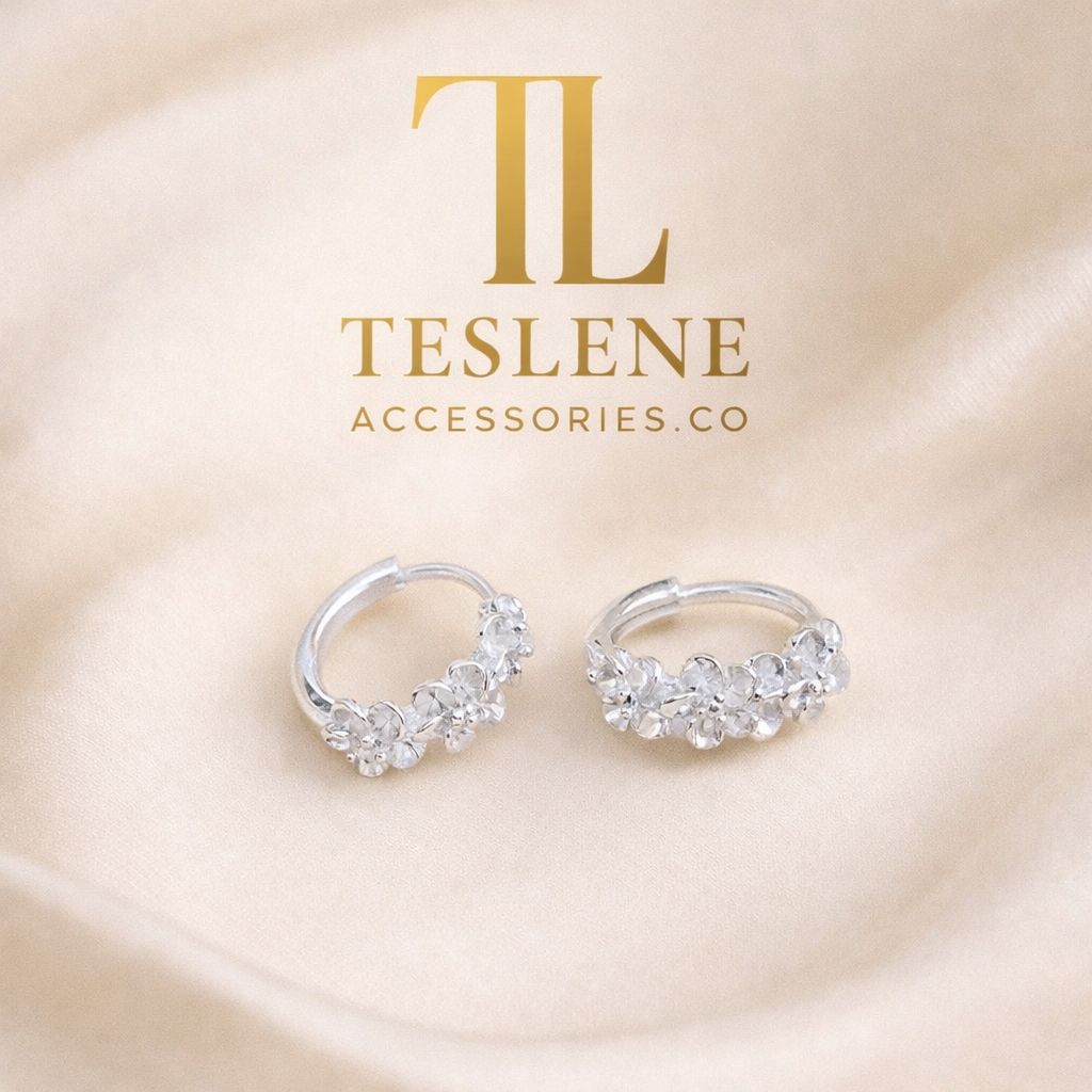 ANTING HOOP MINIMALIS| ANTING HOOP BUNGA CRYSTAL
