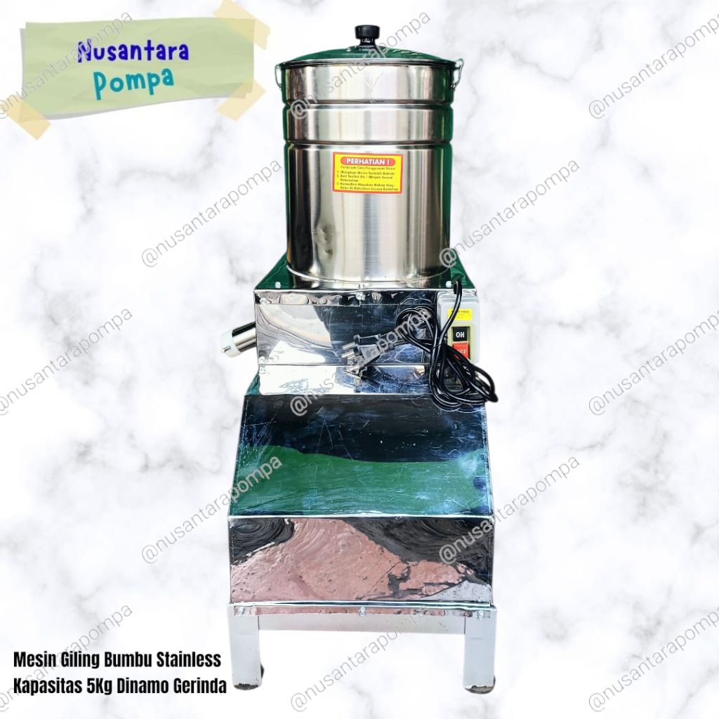 Mesin Giling Bumbu Stainless Kapasitas 5Kg Dinamo Gerinda