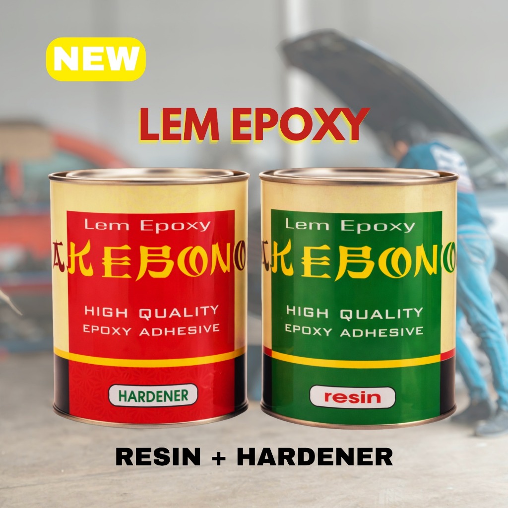 Lem Epoxy 1 KG  AKEBONO Lem Kuat Besi Logam Kayu Karet Beton Kaca - 1 Set 2 Komponen Resin dan Harde