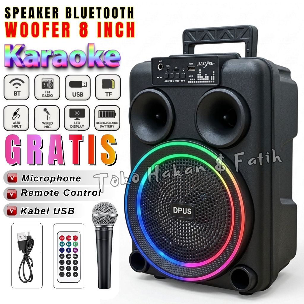 Promo~Speaker Full Bass 8Inch 1000W Mic Karaoke Speaker TV, HP, Laptop, Komputer SPEAKER FLECO F-860