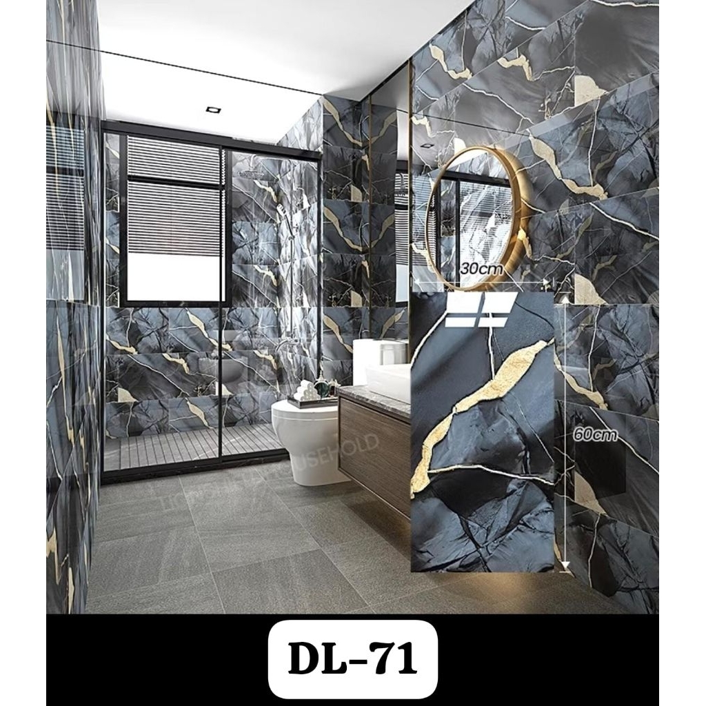 Wallpaper dinding Vinyl Marble 30 x 60 cm/ Vinyl Marbel Granit /Stiker Keramik WaterproofMotif : DL1
