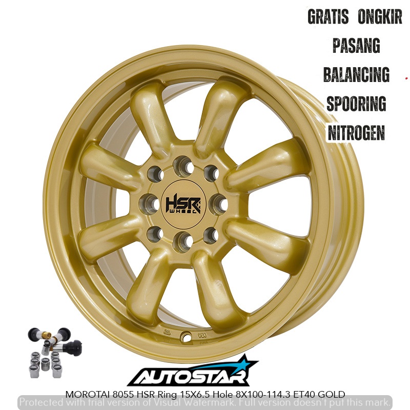 VELG HSR WHEEL MOROTAI WATANABE  GLOSSY GOLD LUBANG 4 COCOK UNTUK SOLUNA STARLET COROLLA WONDER