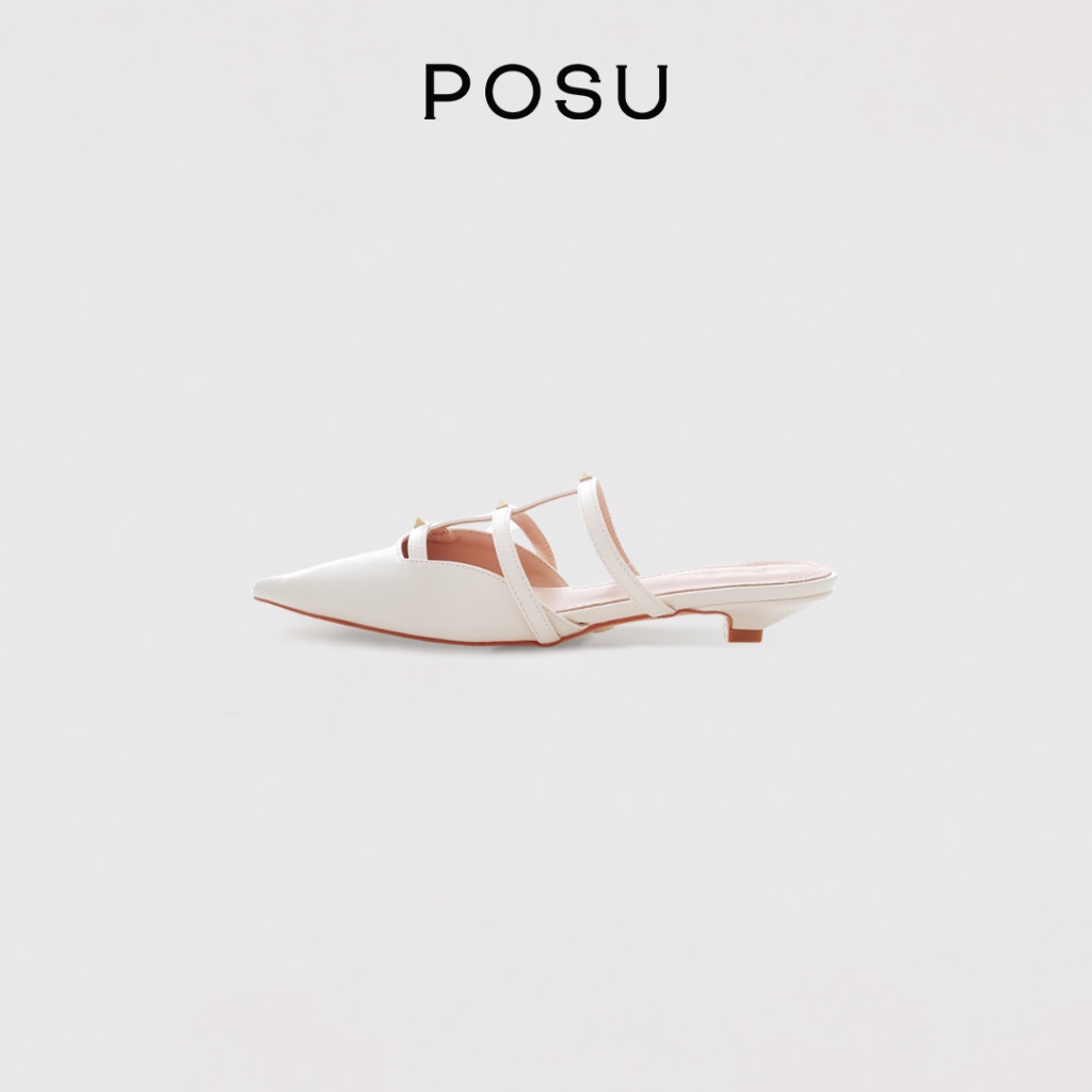 POSU Valencia Sandal Flat Wanita Mules Selop Tali Flat Shoes Ujung Lancip Kekinian