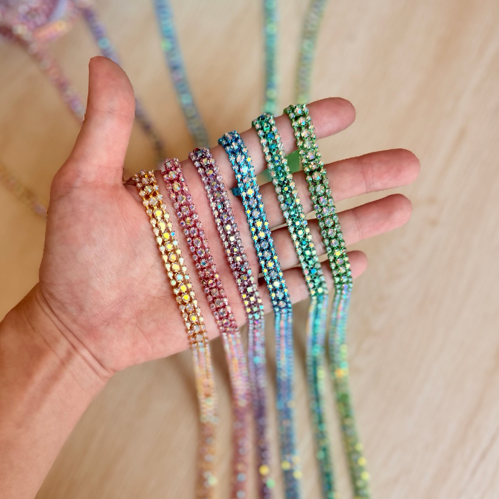 Diamond String Pastel 3 Rangkai / Payet Rangkai (Rhinestone String)