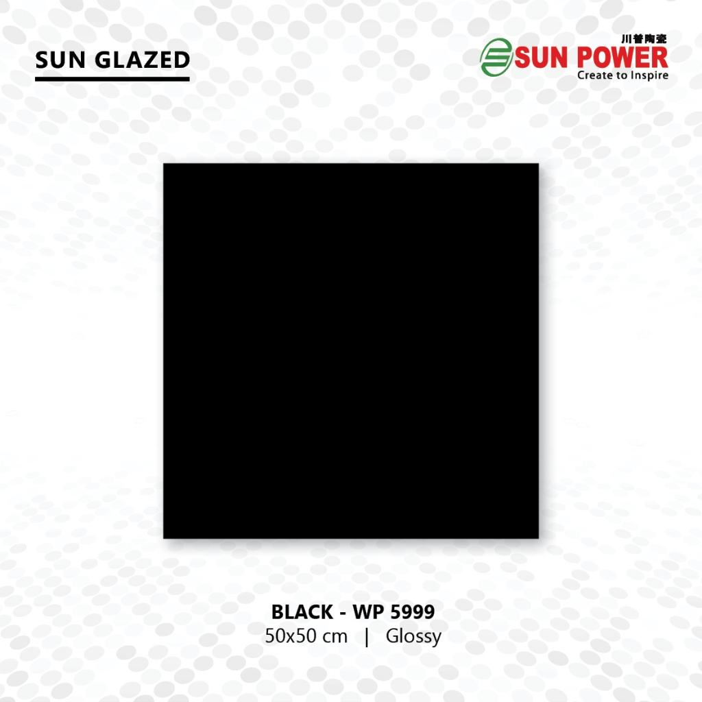 SUN POWER Black WP 50x50 Glossy – Keramik Tiles (Sun Glazed Tiles) Lantai & Dinding Sun Power Cerami